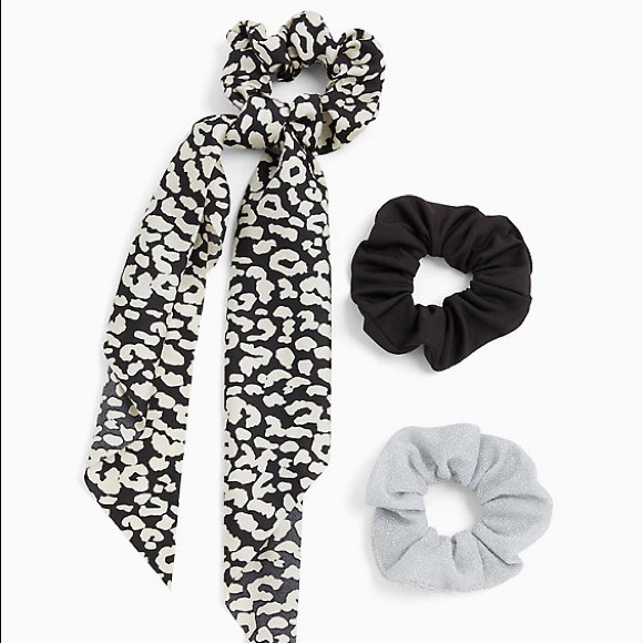 BLACK & WHITE SCARF HAIR TIE PACK - PACK OF 3 - Picture 2 of 2